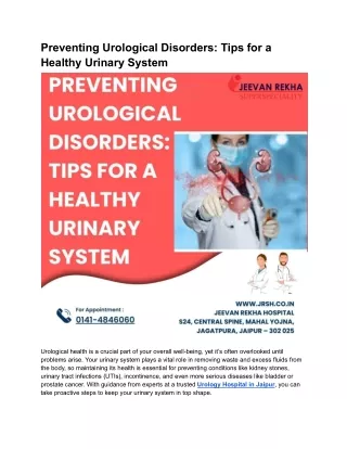 Preventing Urological Disorders_ Tips for a Healthy Urinary System