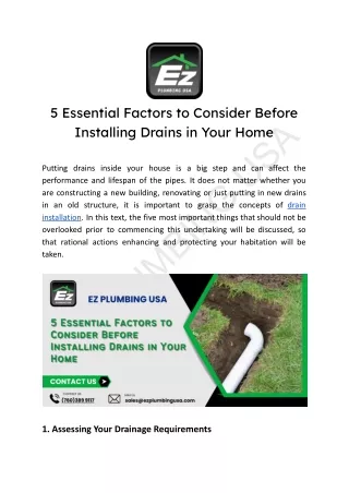 5 Essential Factors to Consider Before Installing Drains in Your Home