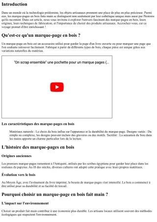 Un voyage au cœur des marque-pages en bois faits main