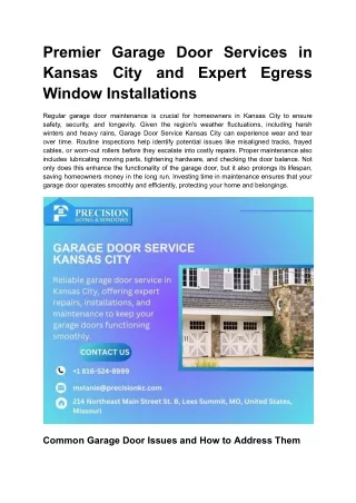 Premier Garage Door Services in Kansas City and Expert Egress Window Installations