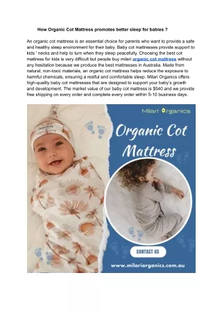 How Organic Cot Mattress promotes better sleep for babies ?