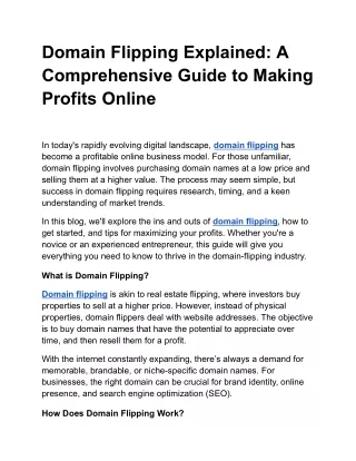 Domain Flipping Explained: A Comprehensive Guide to Making Profits Online