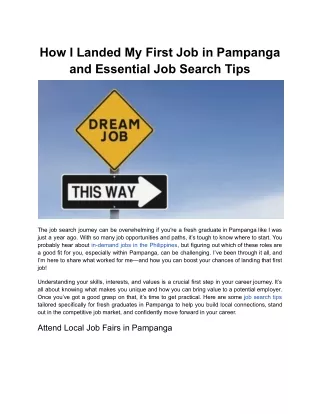 How I Landed My First Job in Pampanga and Essential Job Search Tips for Fresh Graduates