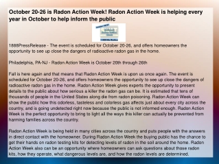 October 20-26 is Radon Action Week! Radon Action Week