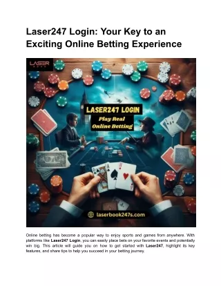 Laser247 Login_ Your Key to an Exciting Online Betting Experience