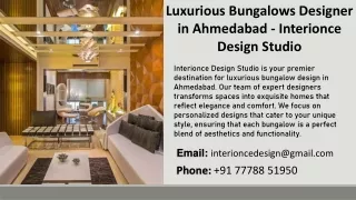 Luxurious Bungalows Designer in Ahmedabad - Interionce Design Studio