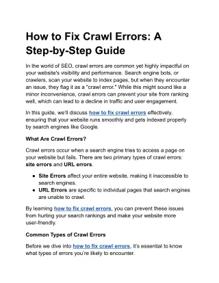 How to Fix Crawl Errors: A Step-by-Step Guide