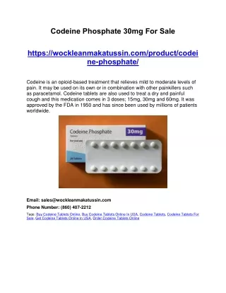 Codeine Phosphate 30mg For Sale