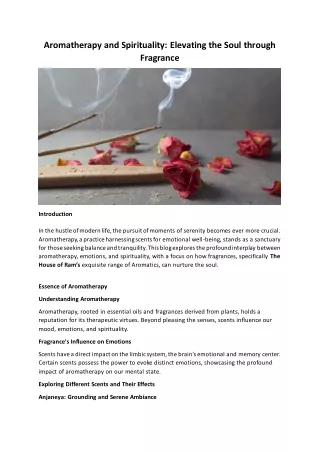 Aromatherapy and Spirituality Elevating the Soul through Fragrance