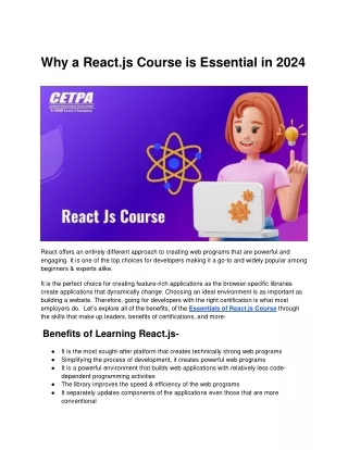 Why a React.js Course is Essential in 2024