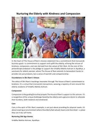 Nurturing the Elderly with Kindness and Compassion
