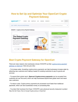 How to Set Up and Optimize Your OpenCart Crypto Payment Gateway