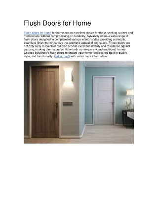 Flush Doors for Home