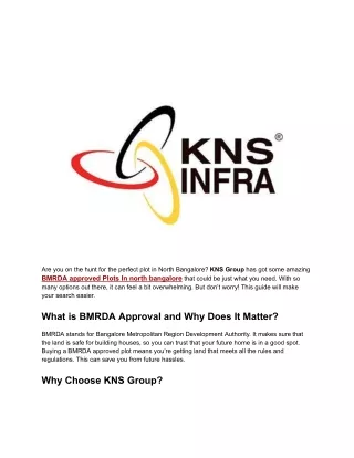 BMRDA approved Plots In north bangalore