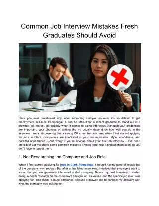 Common Job Interview Mistakes Fresh Graduates Should Avoid