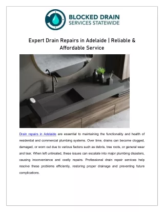 Expert Drain Repairs in Adelaide | Reliable & Affordable Service