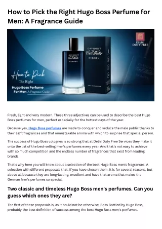 How to Pick the Right Hugo Boss Perfume for Men A Fragrance Guide