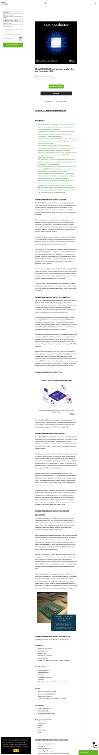 Global 3D NAND Flash Memory Market Trends 2030