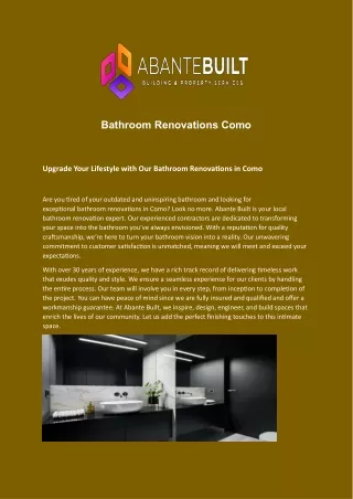 Bathroom Renovations Como