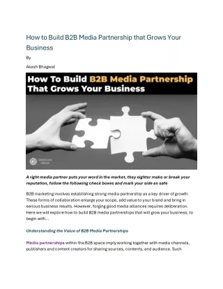 How To Build B2B Media Partnership That Grows Your Business