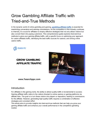 Grow Gambling Affiliate Traffic with Tried-and-True Methods