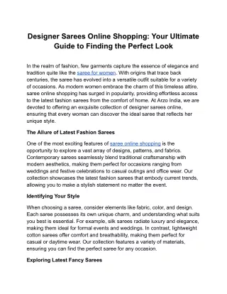 Designer Sarees Online Shopping: Your Ultimate Guide to Finding the Perfect Look
