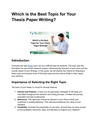 Which is the Best Topic for Your Thesis Paper Writing_