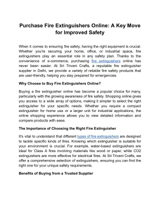 Purchase Fire Extinguishers Online: A Key Move for Improved Safety