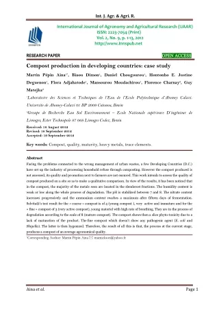 Compost production in developing countries: case study