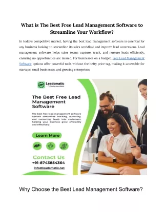 What is The Best Free Lead Management Software to Streamline Your Workflow?