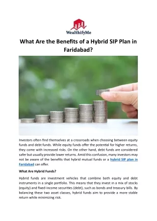 What Are the Benefits of a Hybrid SIP Plan in Faridabad?