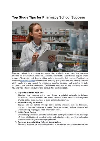 Top Study Tips for Pharmacy School Success