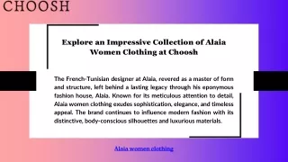 Explore an Impressive Collection of Alaia Women Clothing at Choosh