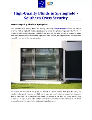 High-Quality Blinds in Springfield - Southern Cross Security