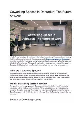 Coworking Spaces in Dehradun_ The Future of Work