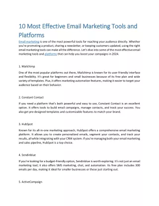 10 Most Effective Email Marketing Tools and Platforms - FurtureSkills Prime