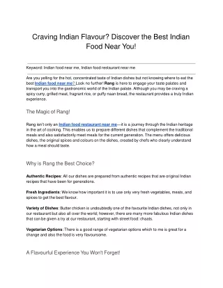 Craving Indian Flavour? Discover the Best Indian Food Near You!