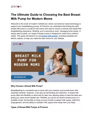 The Ultimate Guide to Choosing the Best Breast Milk Pump for Modern Moms