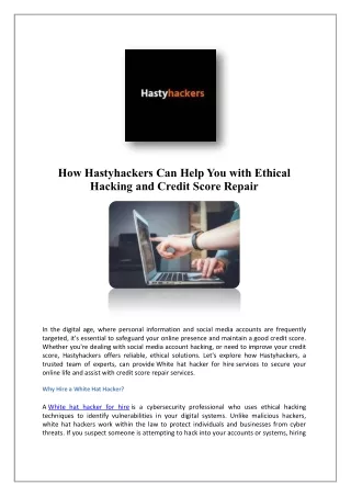 Hire A Certified Ethical Hacker USA | Hastyhackers