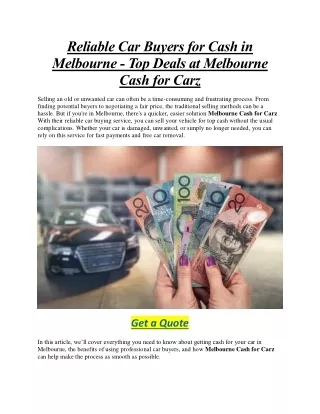 Reliable Car Buyers for Cash in Melbourne