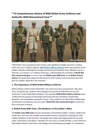 A Comprehensive History of WWI British Army Uniforms and Authentic WWI Reenactment Gear