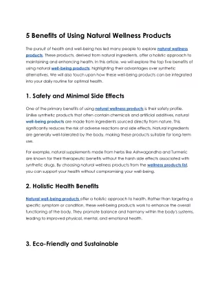 5 Benefits of Using Natural Wellness Products