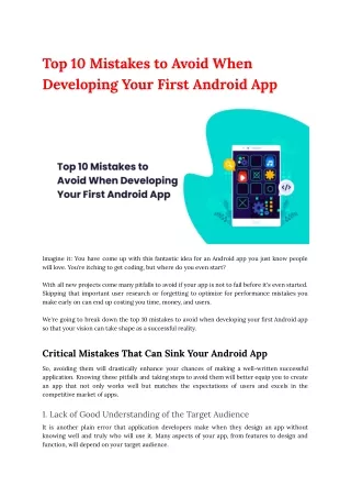 Top 10 Mistakes to Avoid When Developing Your First Android App