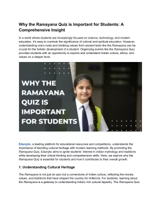 Why the Ramayana Quiz is Important for Students_ A Comprehensive Insight