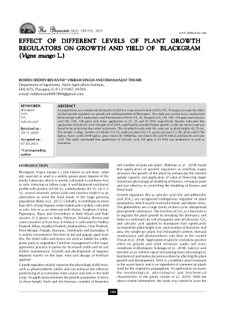 EFFECT OF DIFFERENT LEVELS OF PLANT GROWTH REGULATORS ON GROWTH AND YIELD OF BLA