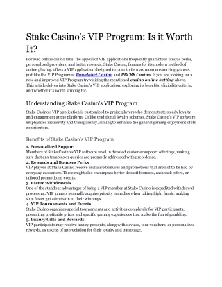 Stake Casino's VIP Program_ Is it Worth It