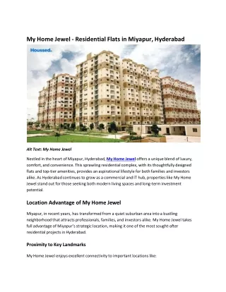 My Home Jewel - Residential Flats in Miyapur, Hyderabad