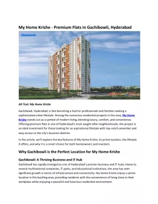 My Home Krishe - Premium Flats in Gachibowli, Hyderabad