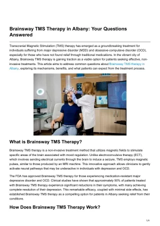 Brainsway TMS Therapy in Albany Your Questions Answered