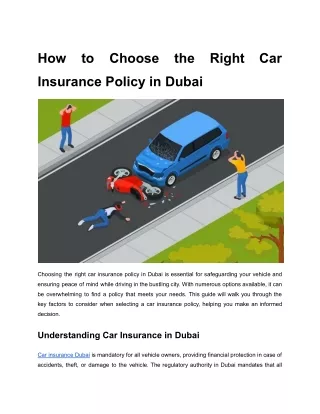 How to Choose the Right Car Insurance Policy in Dubai